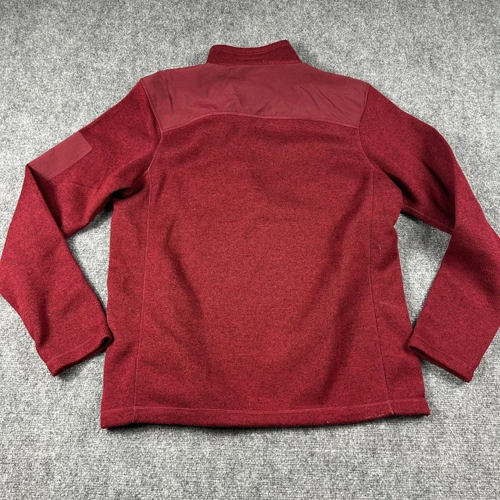 Eddie Bauer Sweater Mens Large Red Quarter Zip‎ Mock Neck Knit Pullover Pocket